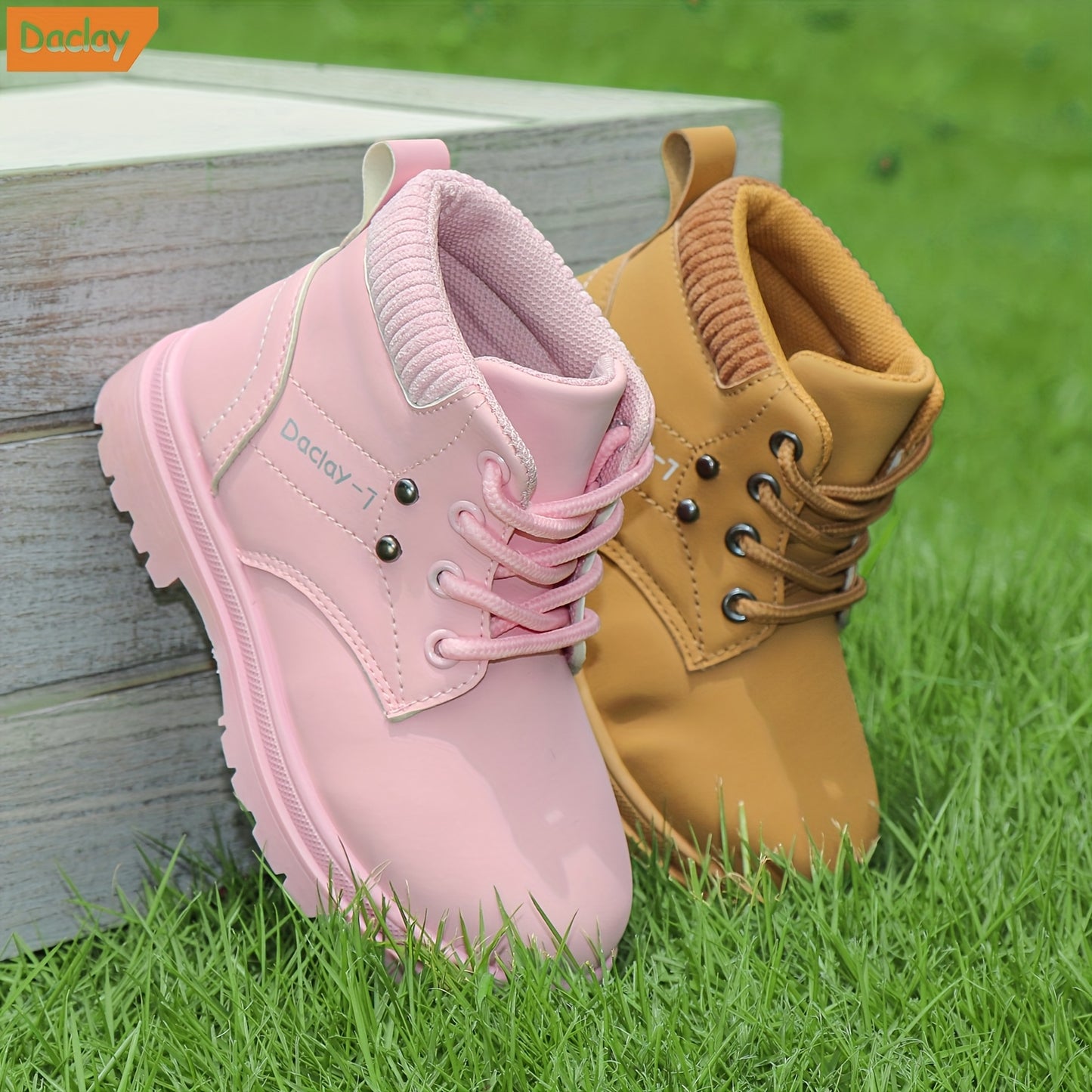 Youngsters' High-Top Footwear for Nature Walks - Secure Grip in Pink & Yellow - Comfortable and Sturdy for Youngsters, Suitable for All Seasons