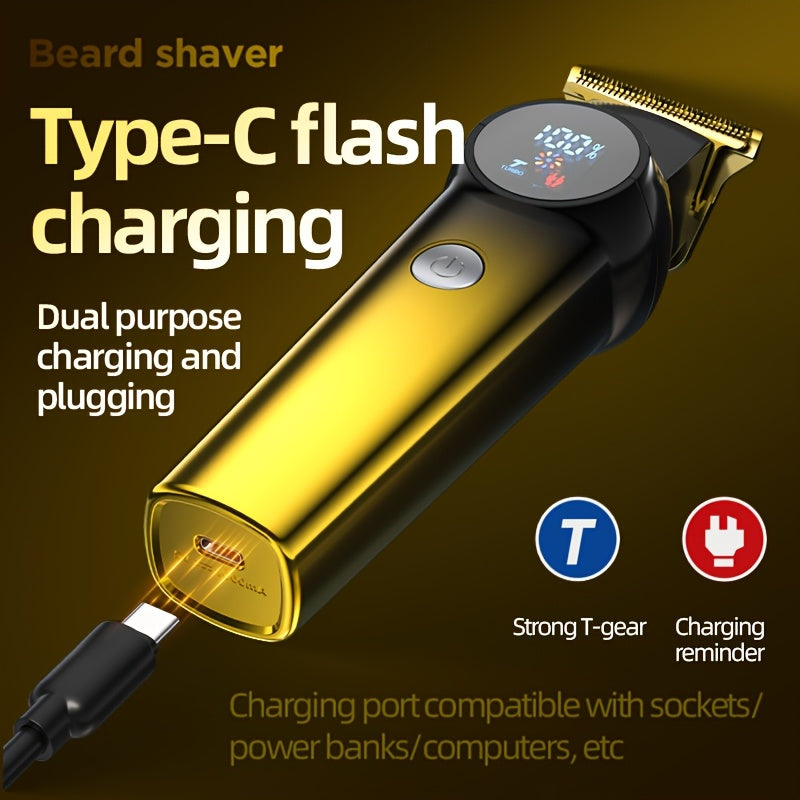 Men Hair Clipper And Beard Trimmer Set 3 In 1 USB LCD