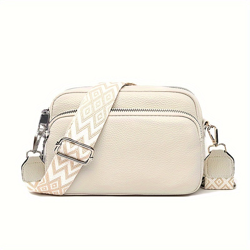 Small Casual Women's Fashion Shoulder Bag, Solid Color Crossbody Purse with Adjustable Geometric Strap