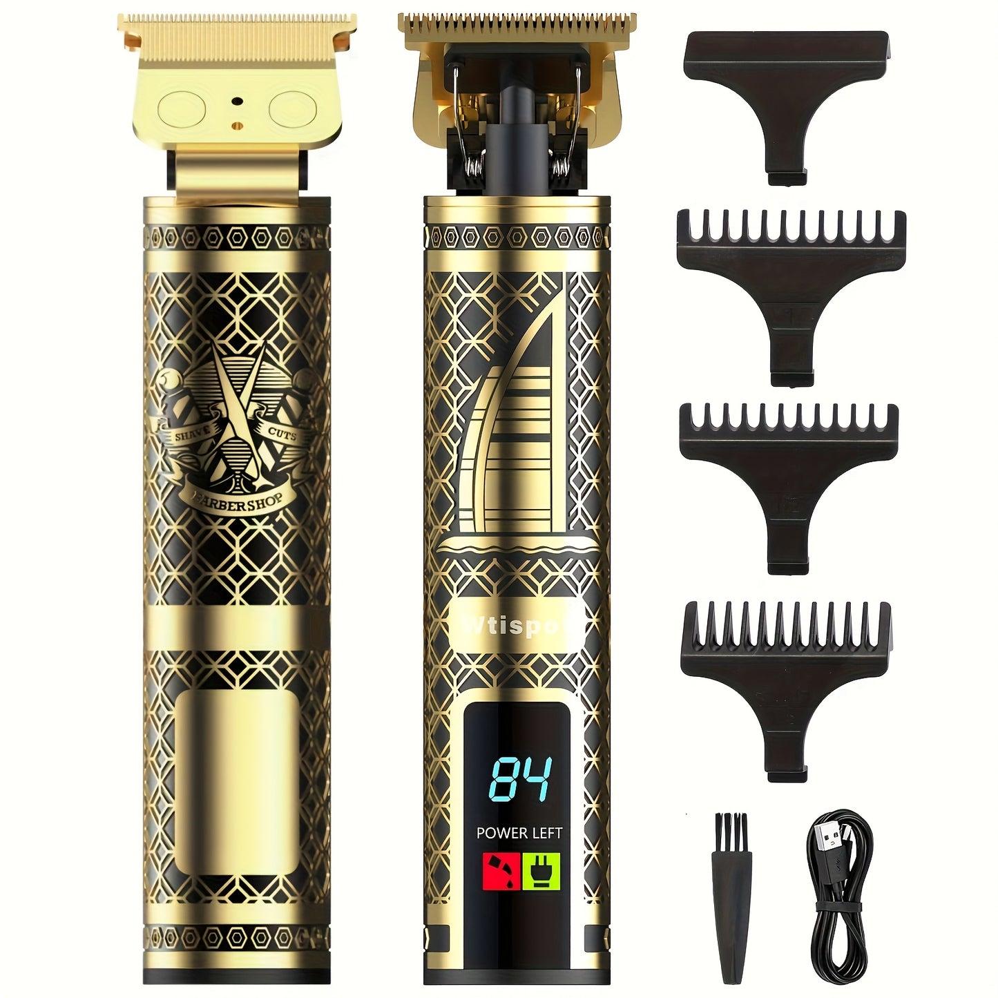 Men Hair Clipper And Beard Trimmer Set 3 In 1 USB LCD