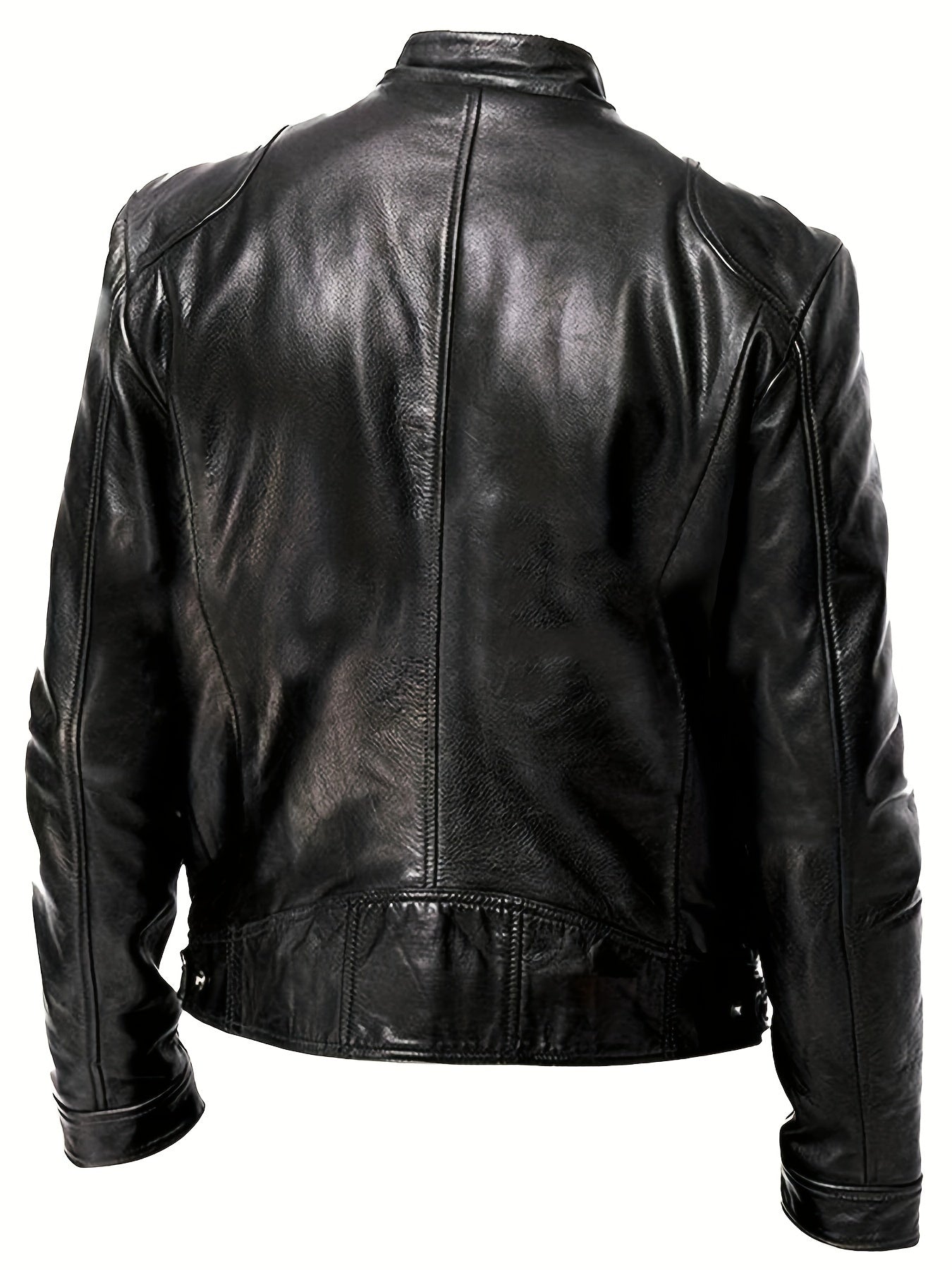 Mens Fleece Lined Motorcycle Jacket With Zipper Pockets