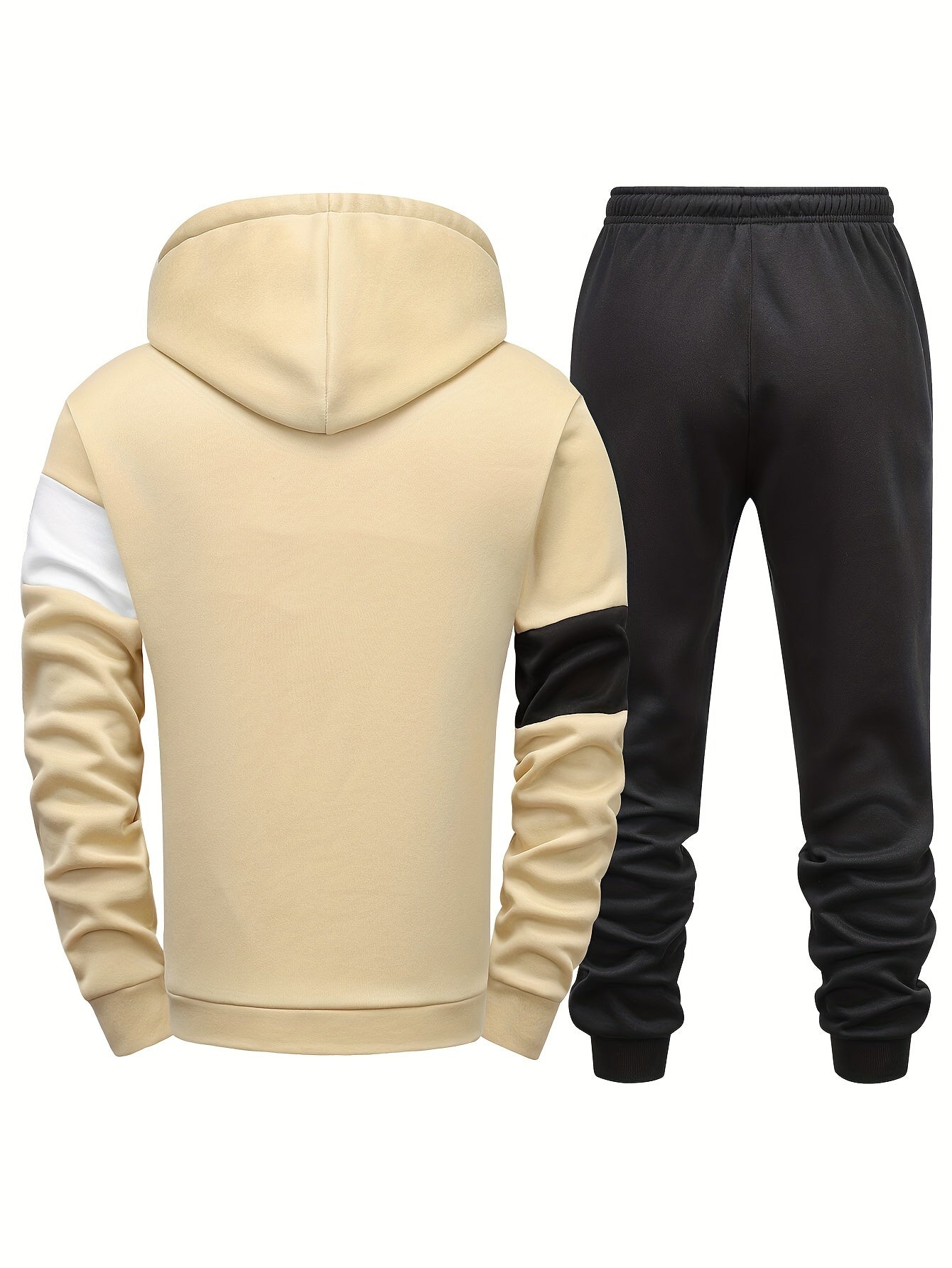 Casual Hooded Sweatshirt And Jogger Set For Men Pockets