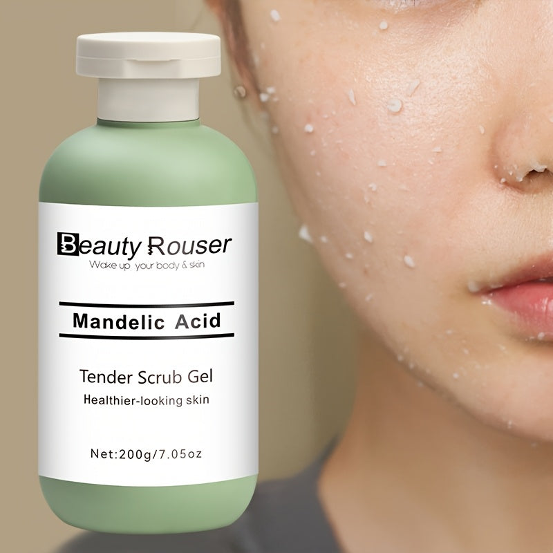 200g/7.05oz Mandelic Acid Scrub Gel - Scrub Cleanser, Contains Aloe & Rose, Moisturizes, Deeply Cleans Pores, for All Light Beige Ttypes, Whole body.