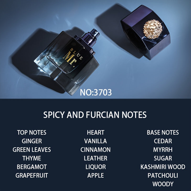 100ml Mr. Blue Men'S Perfume Long-Lasting Fragrance Lion Domineering Perfume Sports And Leisure Party Perfume Business Travel Perfume Couple Lover Partner Date Dinner Perfume Satisfying Gift Perfume