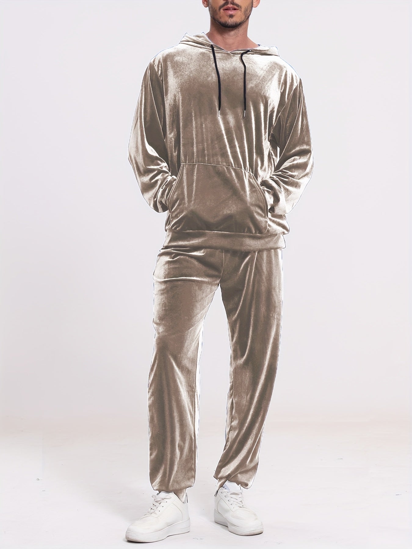 Men's Velour 2pc Hoodie And Drawstring Sweatpants Set