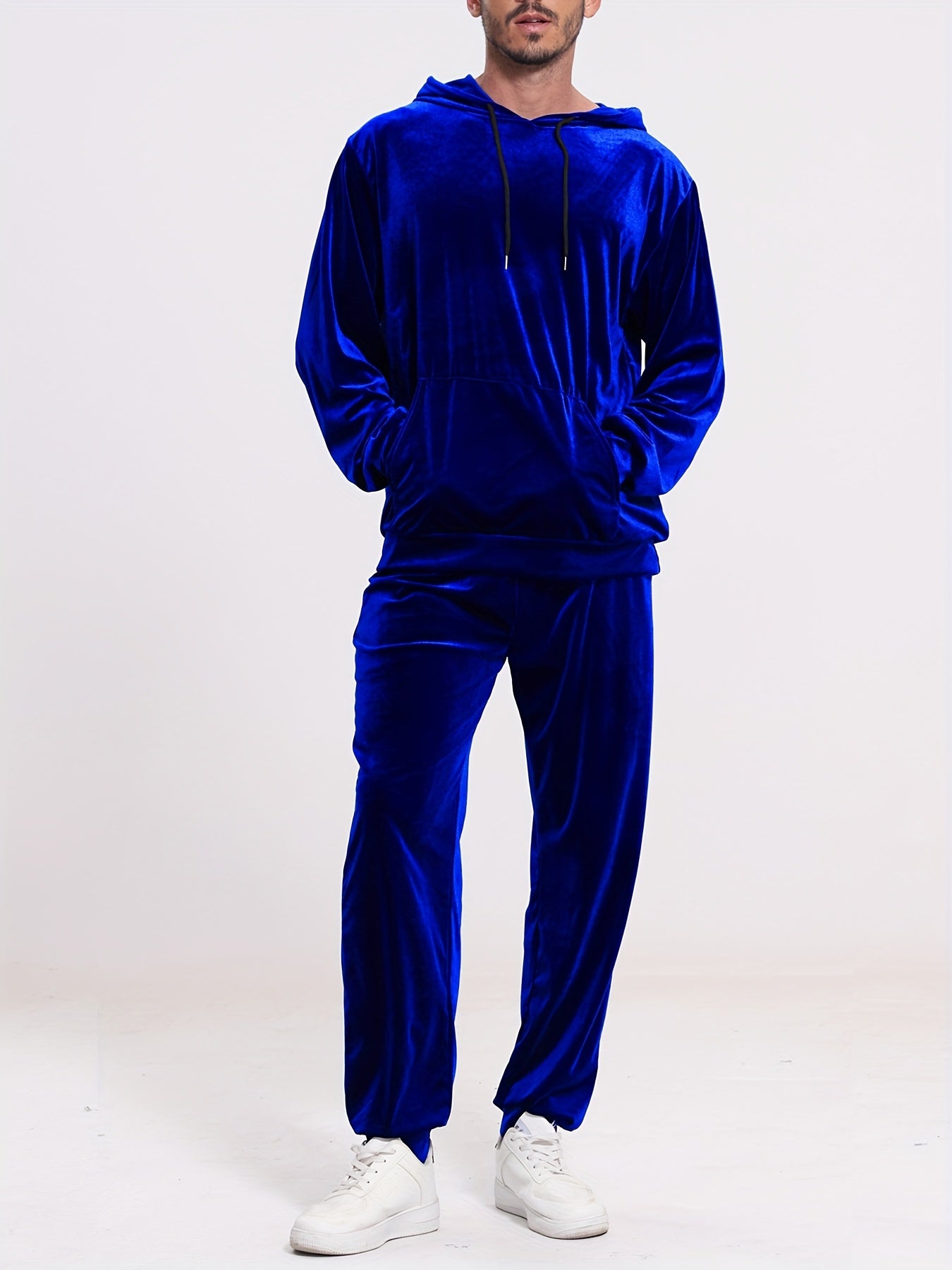 Men's Velour 2pc Hoodie And Drawstring Sweatpants Set