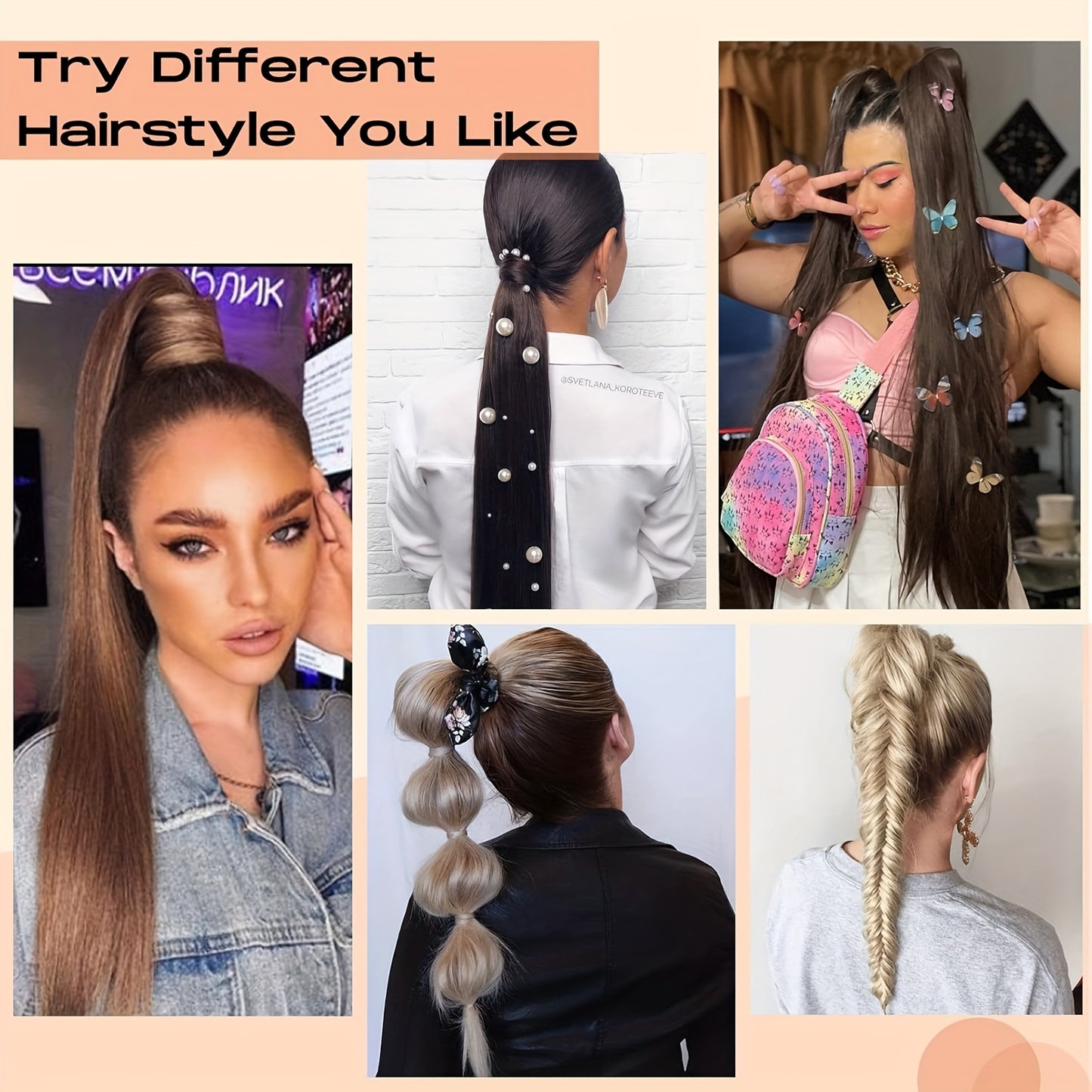 Heat Resistant Synthetic Ponytail Extension With Elastic Band Natural Look