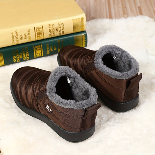 Men's Snow Boots Warm Fleece Non Slip Ankle Hiking Shoes