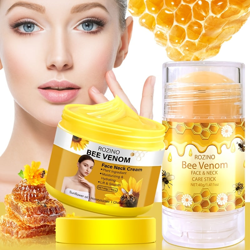 [Multipurpose Bee Venom Care] 5pcs Bee Venom Care Combination | Moisturizing, Comprehensive, Lightweight, Non Greasy, Quickly Absorbed, Gentle, Non Irritating, Portable and Easy to Use for Lip, Face, Neck, Hands, Feet, and Bo