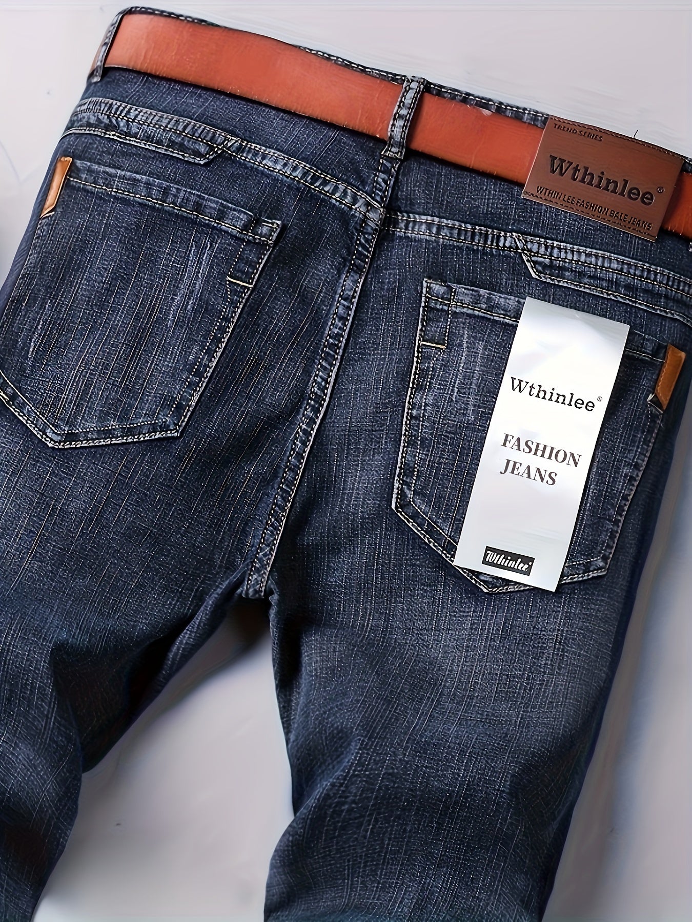 Wthinlee Mens High Waist Straight Leg Jeans Premium Denim
