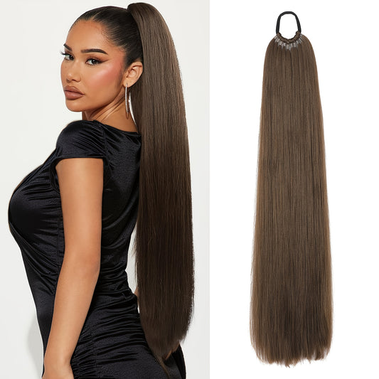 Heat Resistant Synthetic Ponytail Extension With Elastic Band Natural Look