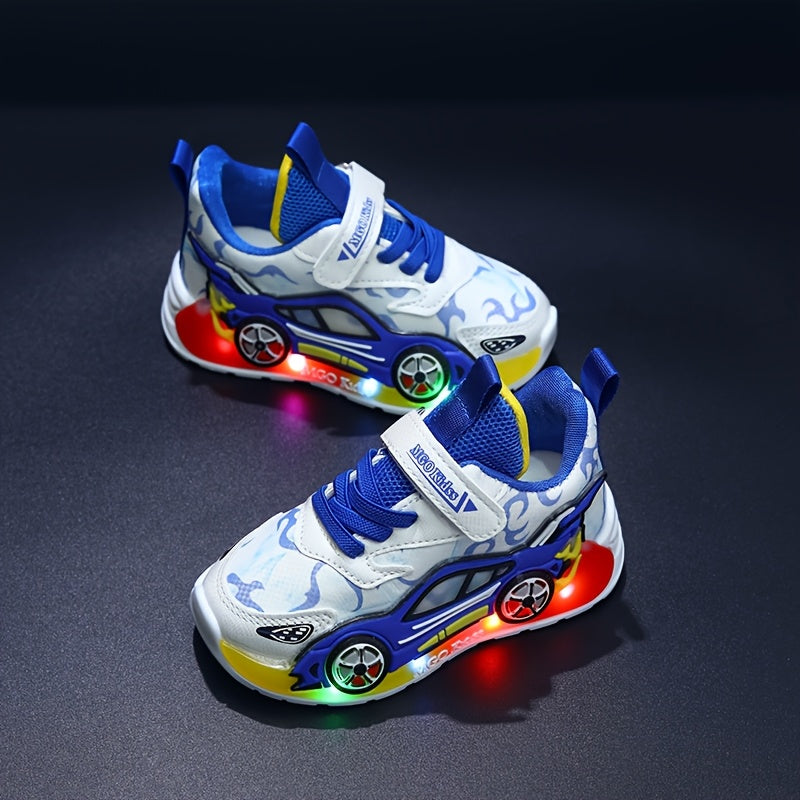 MGO Kidss Cartoon Car And Fire Truck Light Up Sneakers