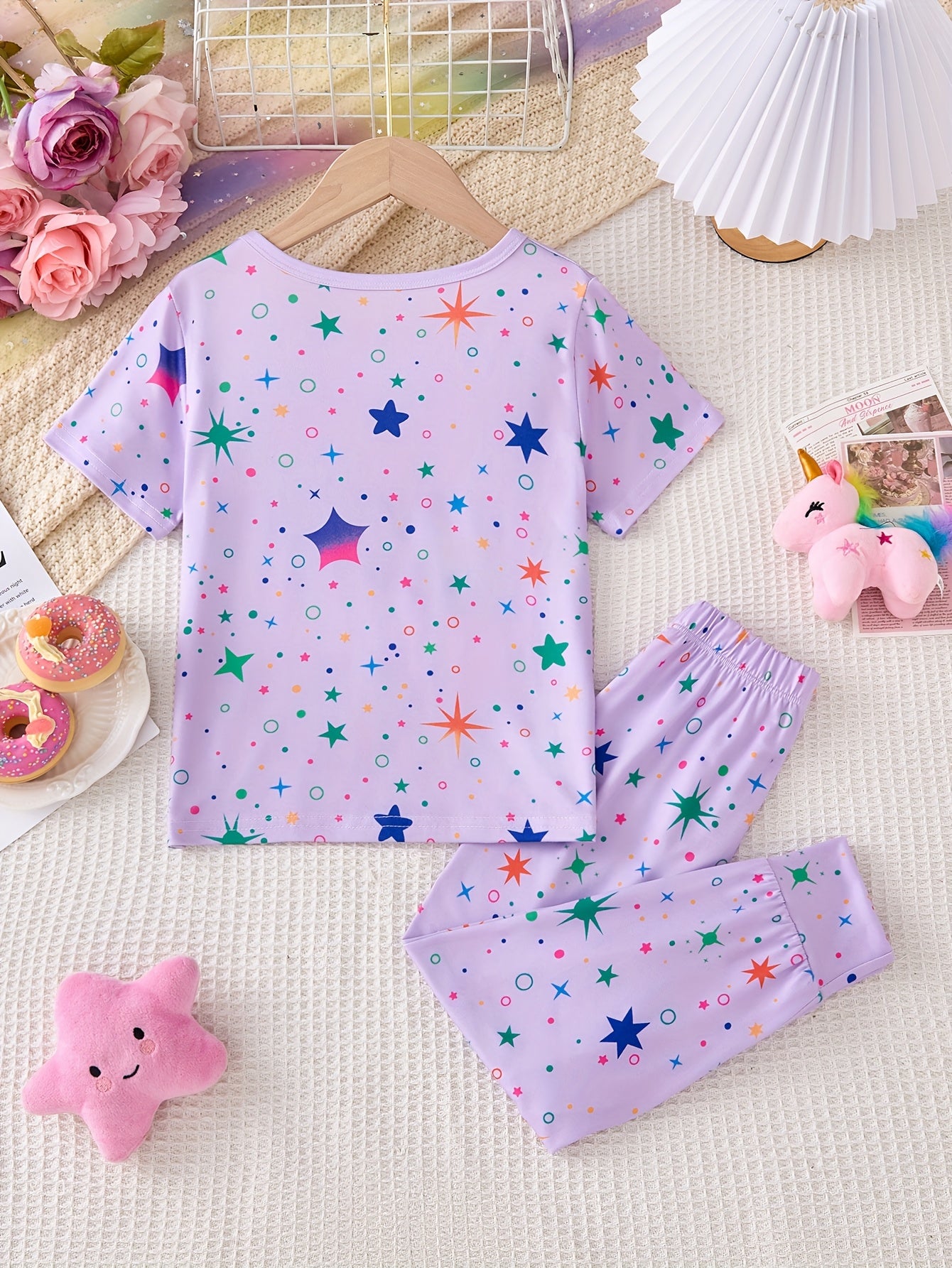 Girls Glow In The Dark Unicorn Pajama Set 2 Piece Outfit