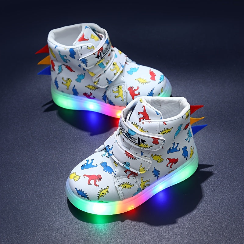 MGO Kidss Glowing Lights Shoes for Kids Dinosaur All Terrain