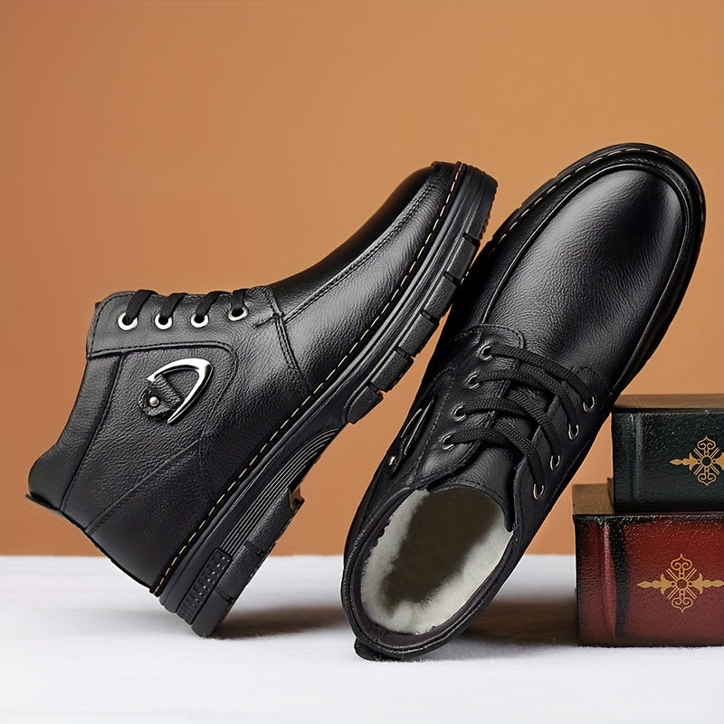 Men's Thermal Winter Boots With Plush Lining And Rubber